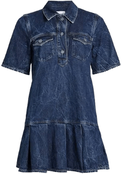 Ganni Women's Crinkled Future Denim Mini Dress