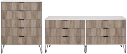 Manhattan Comfort Dumbo 2pc Modern 5 Drawer Dresser and 6 Drawer Double Dresser Set White/Gray