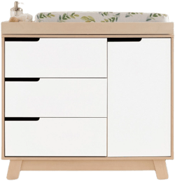 Babyletto Hudson 3-Drawer Changer Dresser with Removable Changing Tray - Washed Natural/White