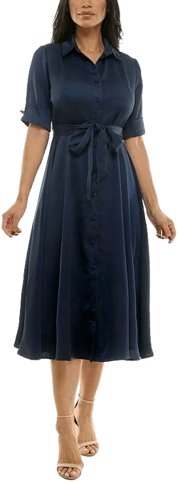 Maison Tara Women's Satin Midi Shirt Dress