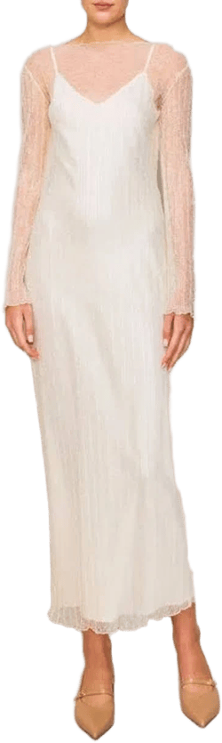 Melloday Women's Lace Overlay Long Sleeve Maxi Cocktail Dress