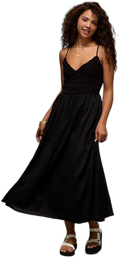 AE Women's V-Neck Crochet Midi Dress