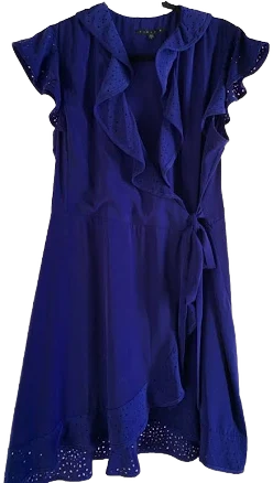 Tiana B. Blue Ruffles Wrap Dress