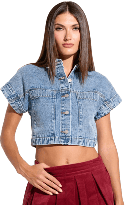 Akira Forever That Girl Denim Button Up Shirt