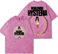 EREIVGJOX Jessie Murph Worldwide Hysteria Tour Wash T-Shirts Streetwear Tops Women Men Cotton Short Sleeve Tee, Adult Unisex, Size: Large, Grey