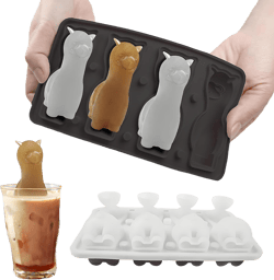3D Alpaca Ice Cube Mold, 4 Hole Fun Shapes Large Daarcin Ice Cube Tray for Whiskey,Cocktail,Bourbon, Cute Novelty Animal Gifts for Women, BPA Free (Black)