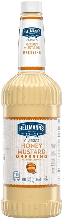 Hellmann's Classics Honey Mustard Salad Dressing Salad Bar Bottles Gluten Free, No Artificial Flavors or High Fructose Corn Syrup, Colors from Natural Sources, 32 oz, Pack of 6