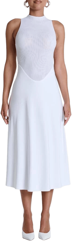 Naked Wardrobe Women's Hourglass Sheer Bodice Midi Dress
