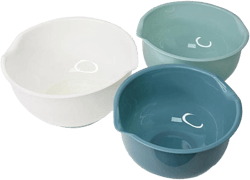 3Pcs Plastic Serving Bowls, Salad Bowls Mixing Bowls Set with non Stick Bottom Dishwasher Microwave Reusable Lightweight Kitchen Utensils (Blue green white)