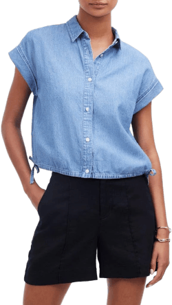 Madewell Women's Denim Side Tie Shirt