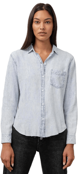 Women's Rails Ingrid Raw Hem Shirt Light Acid Wash