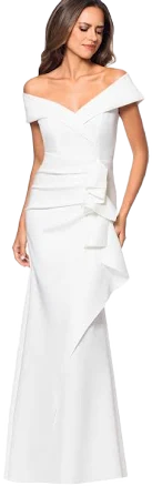 Xscape Women's Scuba Off-The-Shoulder Gown