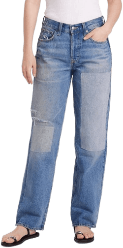 Universal Thread Women's Mid-Rise Patchwork 90's Baggy Jeans