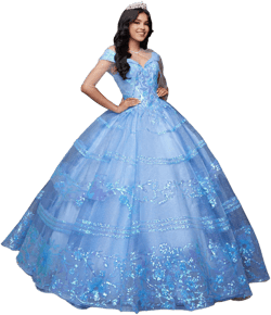 QuinceGirl Sequin-Striped Quinceanera Dress