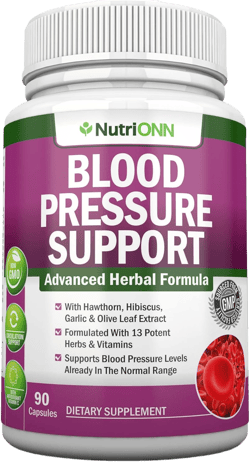 Blood Pressure Support Supplement - 13 Herbs & Vitamins - with Hawthorn, Hibiscus, Garlic & Olive Leaf Extract - Natural Supplement for Women & Men - High Strength Capsules - Non-GMO - 90 Day Supply