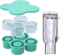 Bangp Ice Cube Tray for 30Oz-40Oz Tumbler Cup,Silicone Hollow Cylinder Ice Mold with Lid for Ice Drink,Juice,Whiskey,Cocktail,Easy Release Ice Maker for Travel Tumbler - Gifts for Women & Men (Green)