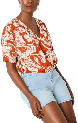 A.N.A Women's V Neck Short Sleeve Wrap Shirt