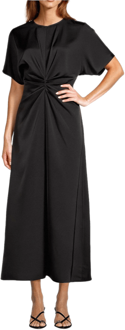Antonio Melani Gabriella Crew Neck Short Sleeve Satin Maxi Dress