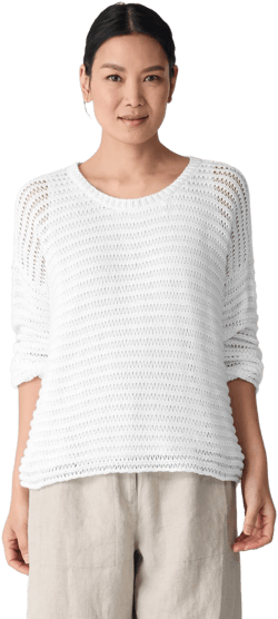 Eileen Fisher Women's Crewneck Oversize Organic Cotton Sweater
