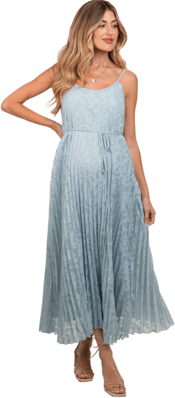Pinkblush Floral Pleated Maternity Maxi Dress