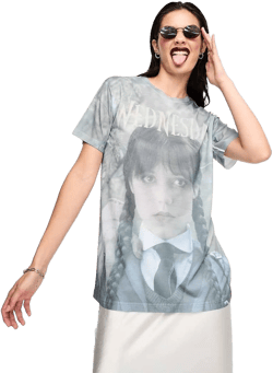 ASOS Wednesday Addams Oversized Graphic Print T-Shirt