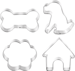 Thinp 4 Pcs Dog Cookie Cutter Set,Including Dog Shaped Cookie Cutters Dog Bone Cookie Cutter Dog Paw Cookie Cutter and Dog House Cookie Cutters Shapes Stainless Steel Dog Treat Cutters for Baking