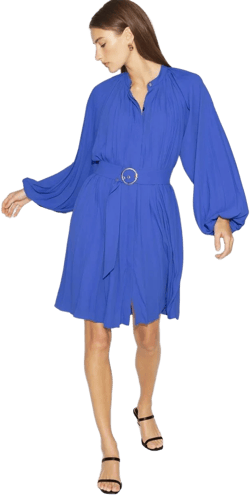 White House Black Market Women's Pleated Long-Sleeve Dress