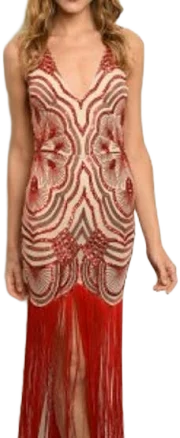Classyandsexy10's Closet Red Nude With Sequins Dress