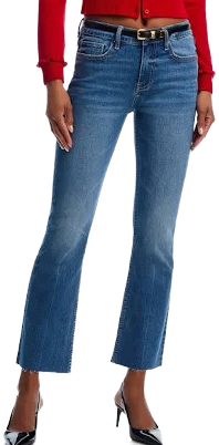 AQUA Women's Mid Rise Crop Bootcut Jeans
