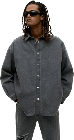 H&M Men's Oversized-Fit Denim Shirt