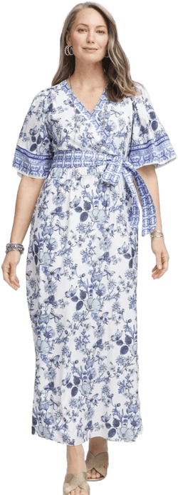 Chico's Women's Surplice Matte Satin Maxi Dress