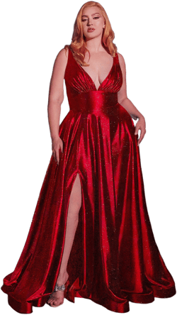 Ladivine by Cinderella Divine Plus Size Satin Prom Dress