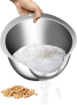 Rice Washer - Rice Cleaner Strainer Bowl - Rice Drainer Strainer - Fine Mesh Colander - Colander Bowl for Rice Veggie Fruit Beans, Funny Presents for Women - Silver