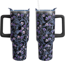 40oz Halloween Gothic Tumbler with Handle and Straw, Goth Skull Stainless Steel Insulated Cup Water Bottle, Halloween Holiday Gifts for Women Men (1PC) skull tumbler-01 40 oz
