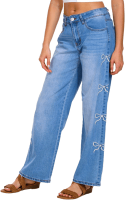Juniors Side Bow Denim Jeans