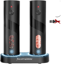 Electric Salt and Pepper Grinder Set,USB Rechargeable Automatic Grinder,Salt and Pepper Grinder with 110ml Large Capacity,Salt And Pepper Shakers Set Electric with One-Hand Operation 2 Pack Set Black