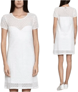 Agnes B. White Lace Short Sleeve Dress