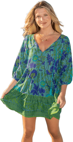 Auguste Cotton Leafy Floral Mini Dress