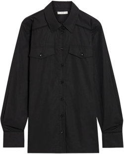 Women's Pleated Cotton-Poplin Shirt