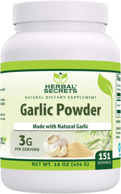 Herbal Secrets Garlic Powder Supplement | 3 Mg per Serving | 16 Oz (454 G) | Non-GMO | Gluten-Free | Made in USA