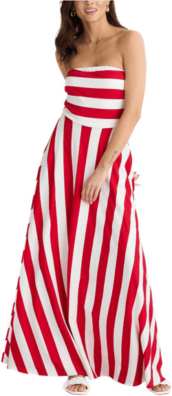 Brave True Thandie Sleeveless Strapless Striped Maxi Dress
