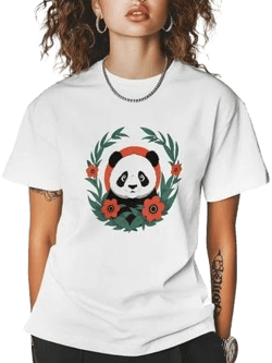 KITCHXN T Shirts for Women Short Sleeve Cotton Crewneck T-Shirt, Panda Flower Leaves Tee Tops Casual Basic T-Shirts, Xs-5xl White 4XL, Women's