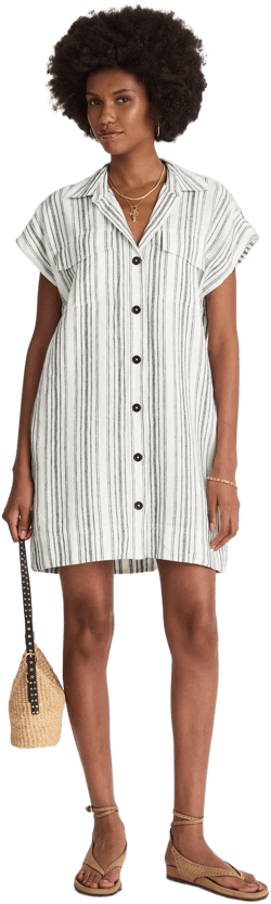 Madewell Women's Striped Linen Utility Shirtdress