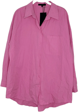 Ava & Ever Material Girl Barbiecore Oversized Button Down Shirt
