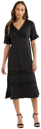 Sofia Jeans by Sofia Vergara Women's Lace Inset Mid Calf Length Midi Dress