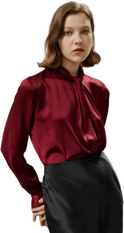 Lilysilk Women's Asymmetrical Embellished Pleats Silk Shirt