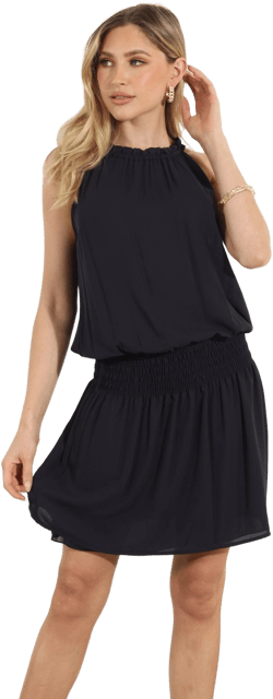 Jet Pleated Neck Dress
