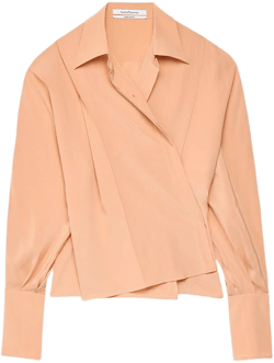 Another Tomorrow Women's Convertible Pleated Wrap Shirt