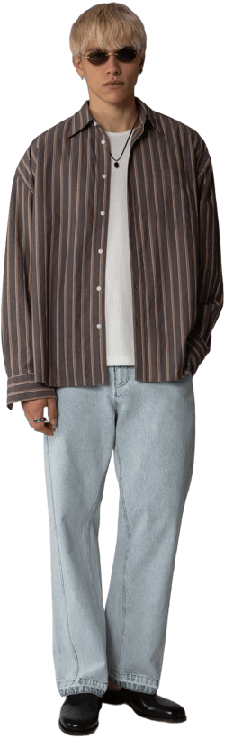 Ultra Oversized Stripe Button Down Shirt