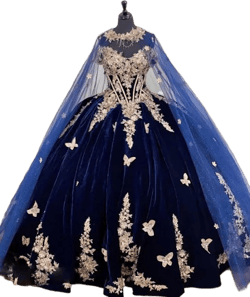 Luxury Navy Velvet Off The Shoulder Quinceanera Dress